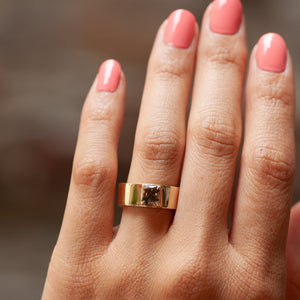 Attic Gold | Cigar Ring <br>  1.44ct Champagne Salt and Pepper Cut Corner Rectangle Brilliant