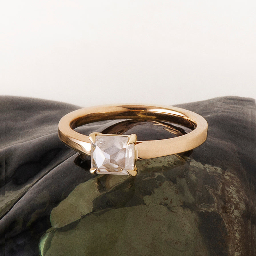 0.83ct Icy Cut Corner Rectangle Rosecut <br><b> ATTIC </b>| Eddie Ring