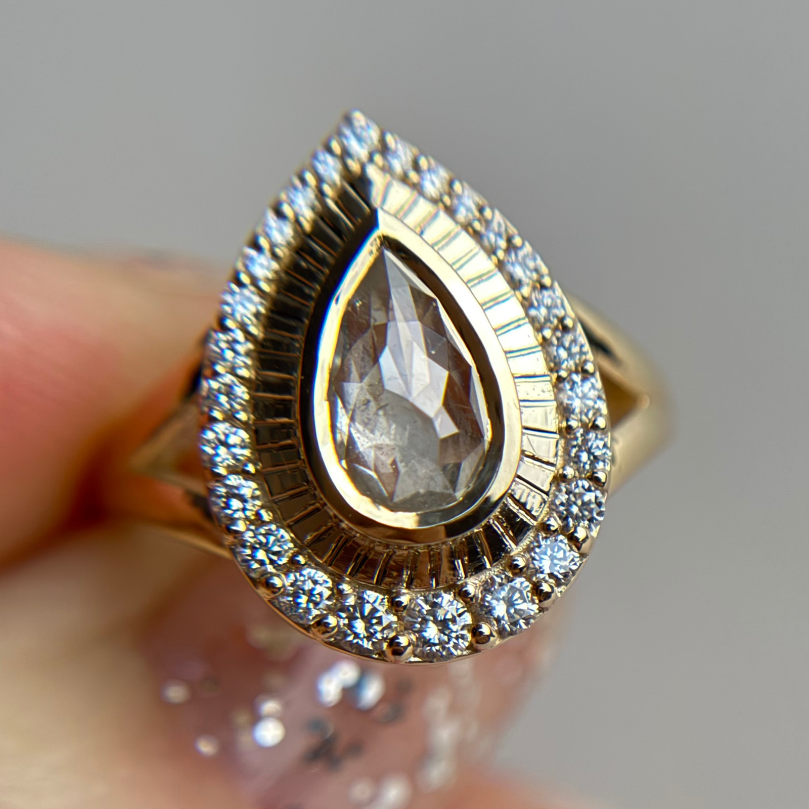 0.93ct Pear Rosecut <br><b>Jilian Maddin</b> | Adelaide Halo Ring