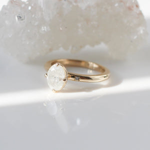 Oval diamond engagement ring three quarter view