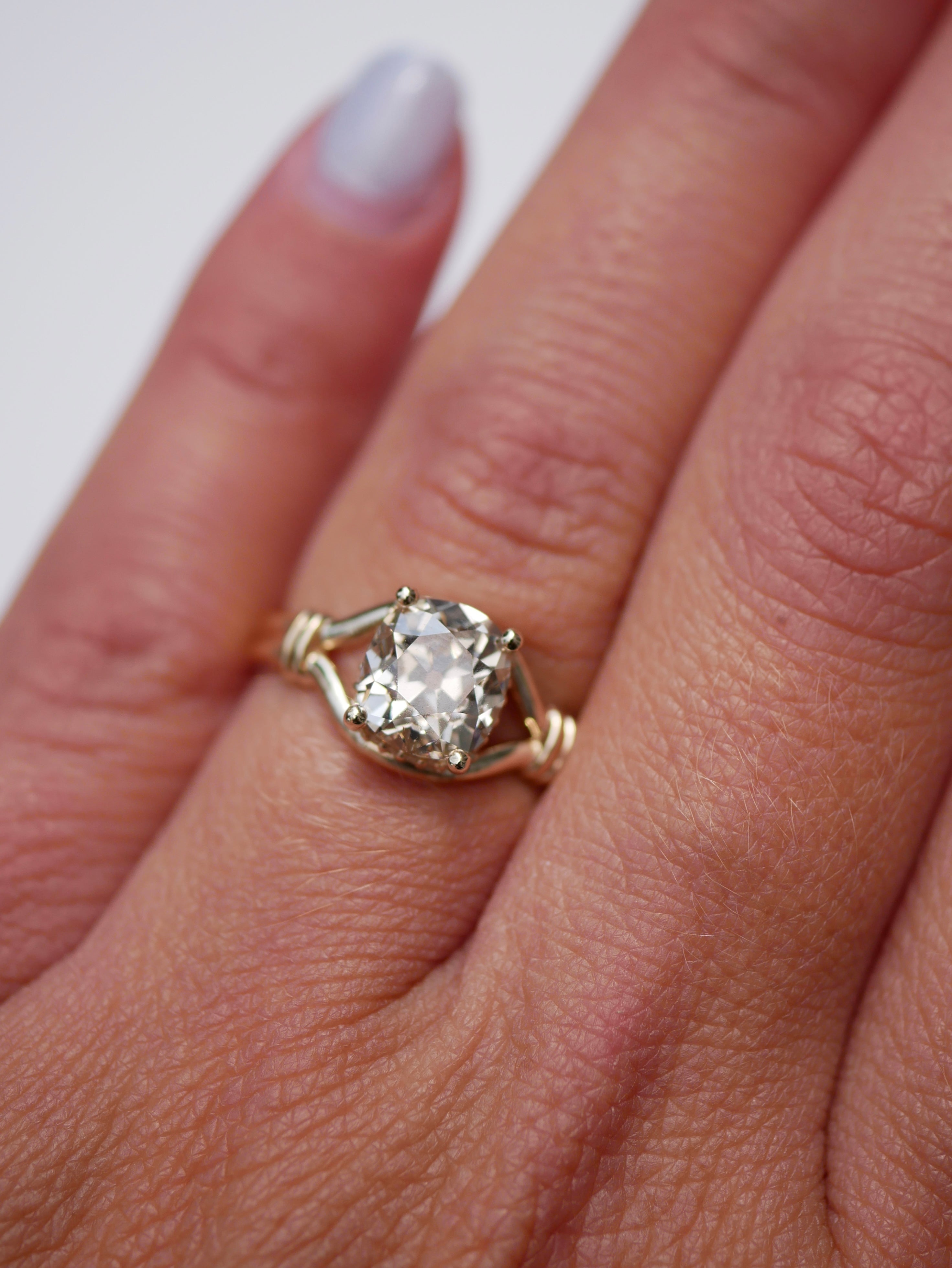 2.01ct Modern Antique Old Mine Cut<br><b> Emily Warden Designs</b> | Lover's Knot Ring