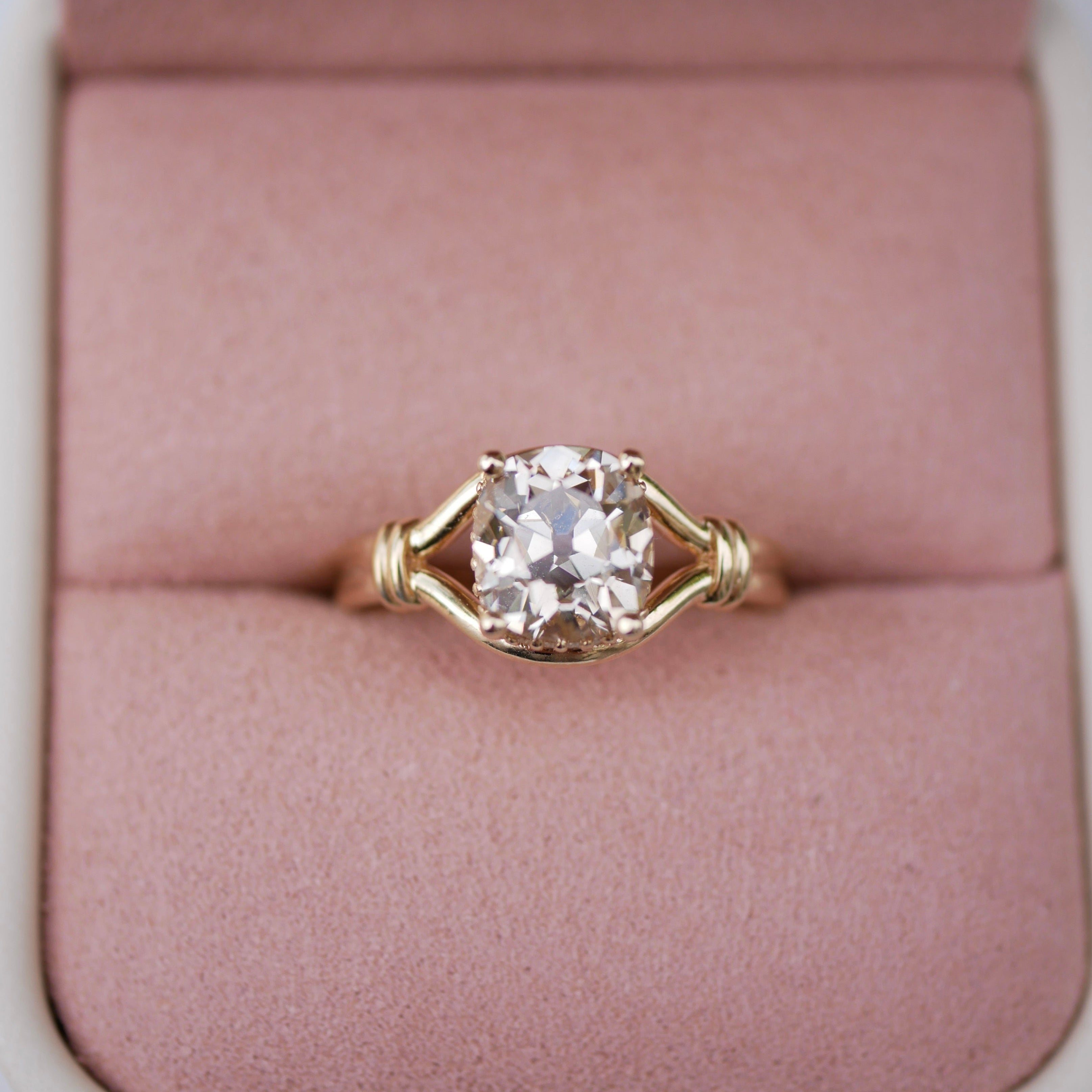 2.01ct Modern Antique Old Mine Cut<br><b> Emily Warden Designs</b> | Lover's Knot Ring