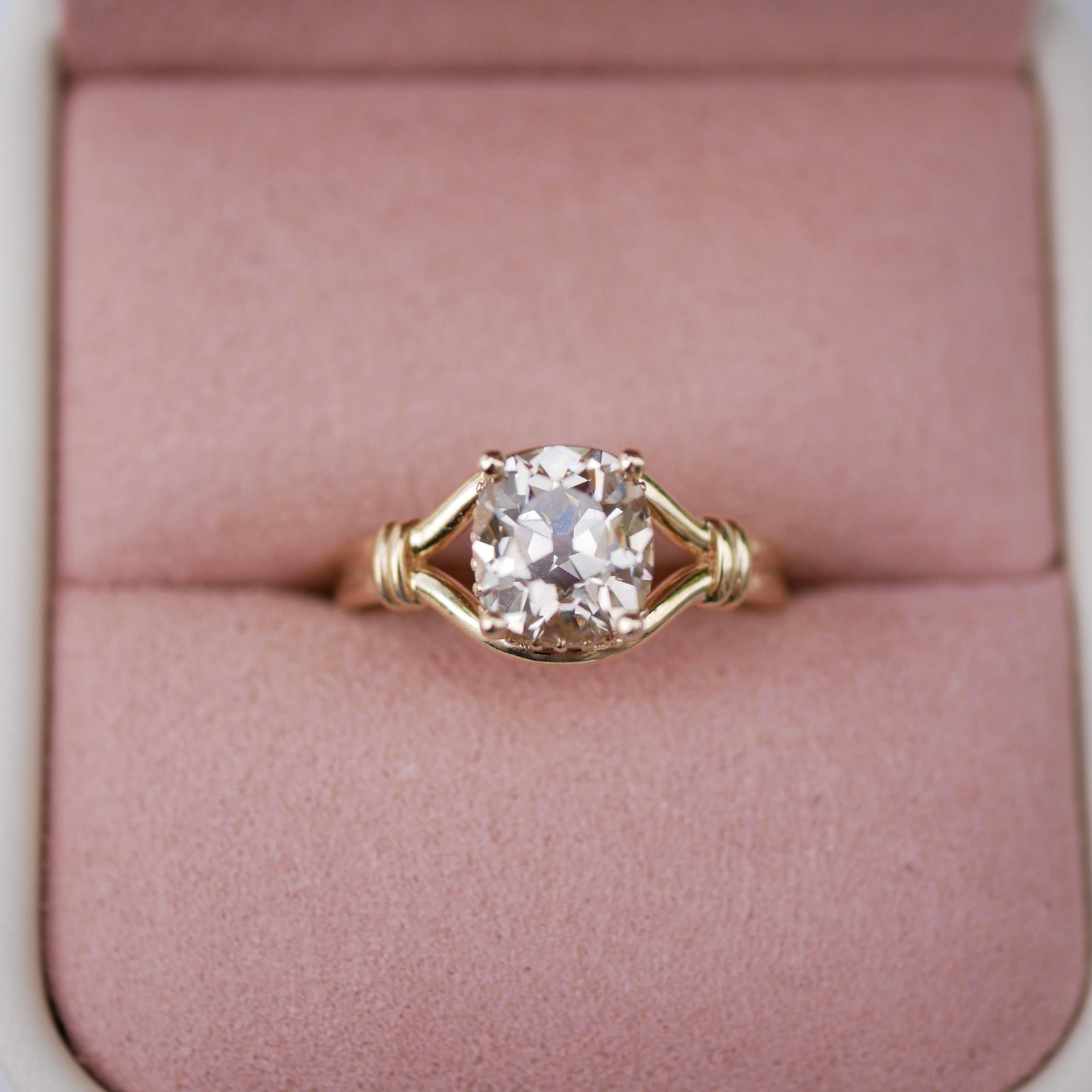 2.01ct Modern Antique Old Mine Cut<br><b> Emily Warden Designs</b> | Lover's Knot Ring