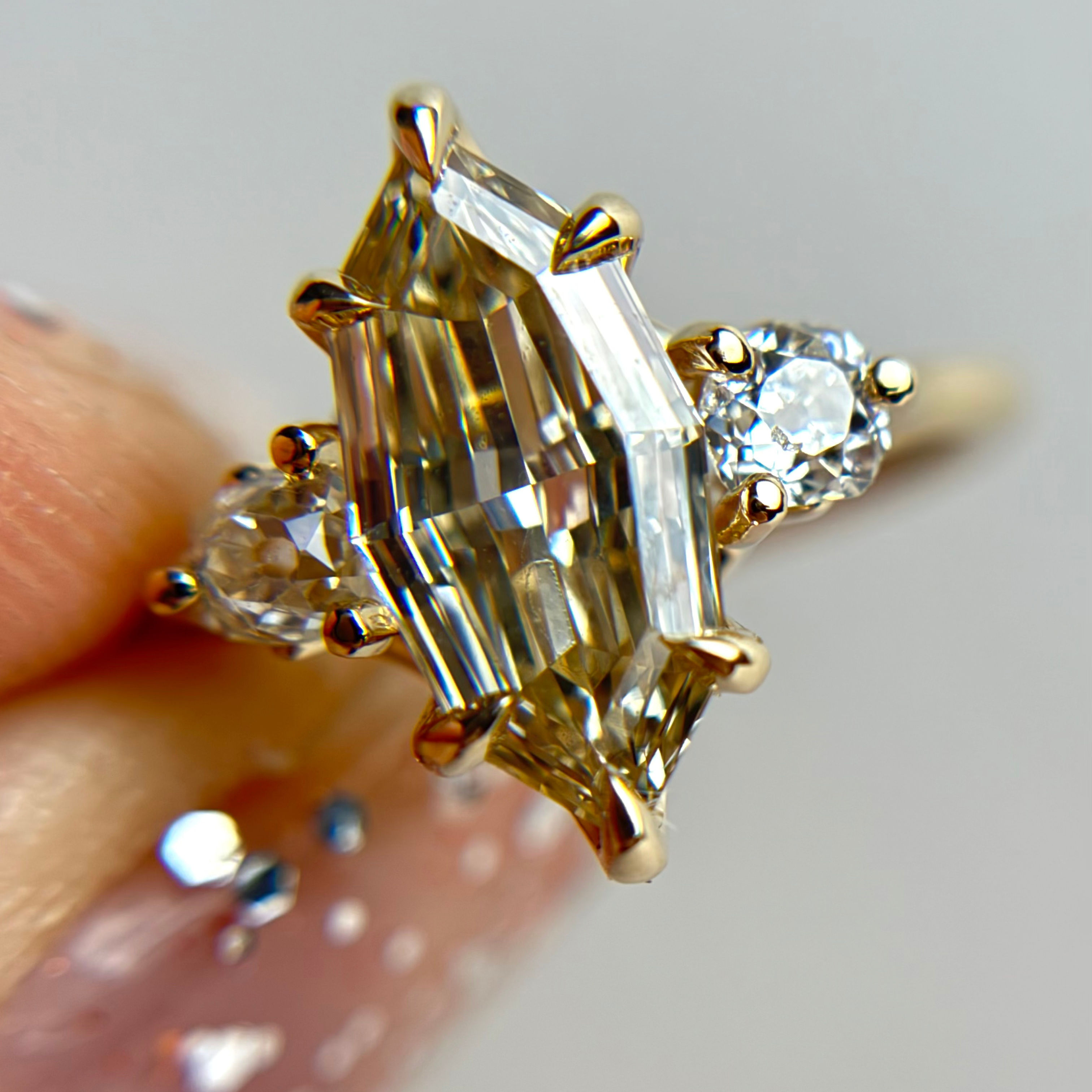 1.50ct Geo Marquise Step Cut <br><b> Jilian Maddin </b>| Champagne Cosmo Trio Ring