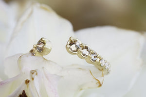 Vintage contour wedding ring with inverted champagne diamonds