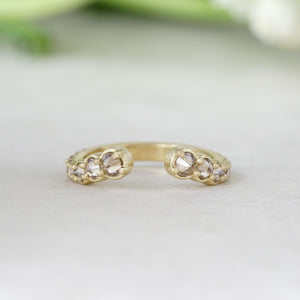 Vintage contour wedding ring with inverted champagne diamonds