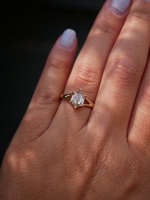 Hexagon Diamond Split Shank Ring