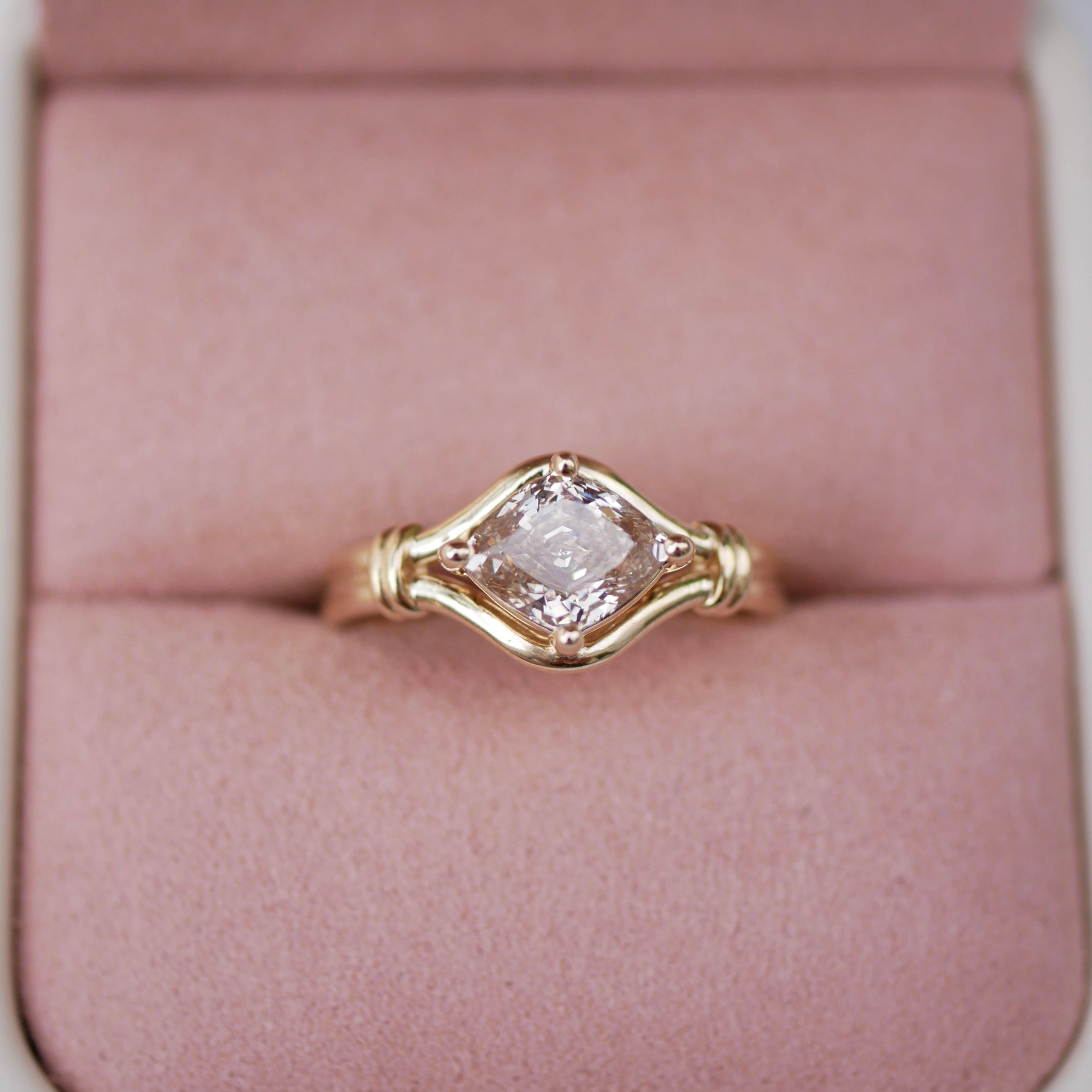 1.23ct Lozenge Brilliant<br><b> Emily Warden Designs </b>| Lozenge Lover’s Knot Ring