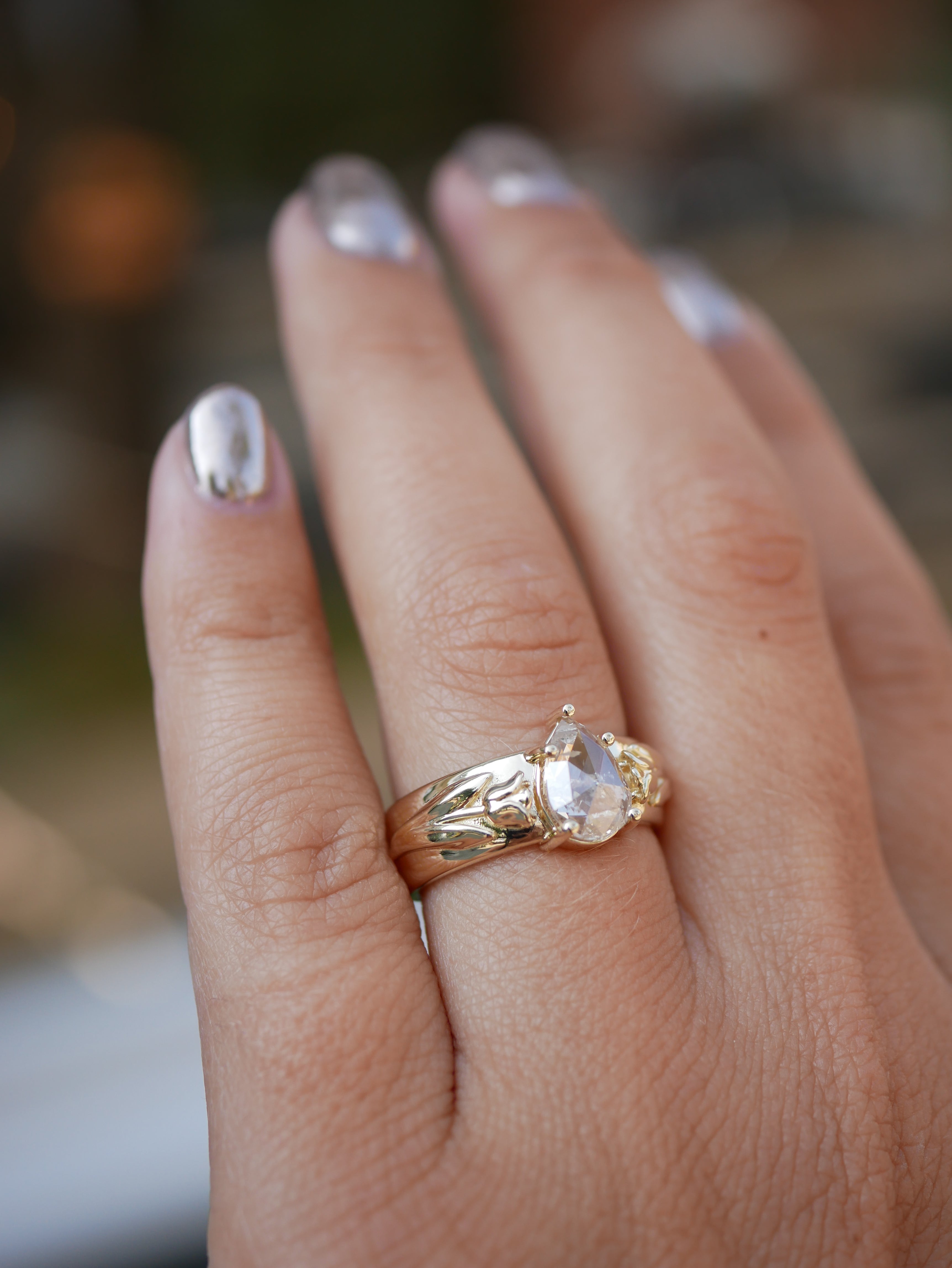 1.31ct Pear Rosecut <br><b> Emily Warden Designs </b> | Diamond Tulip Ring