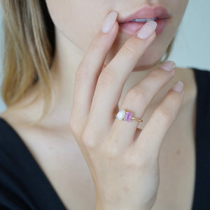 2.33cttw Fancy White Pear Brilliant Diamond and Cut Corner Rectangle Step Cut Sapphire <br> <b>Brockton Gems</b> | Modern Moi Et Toi Ring