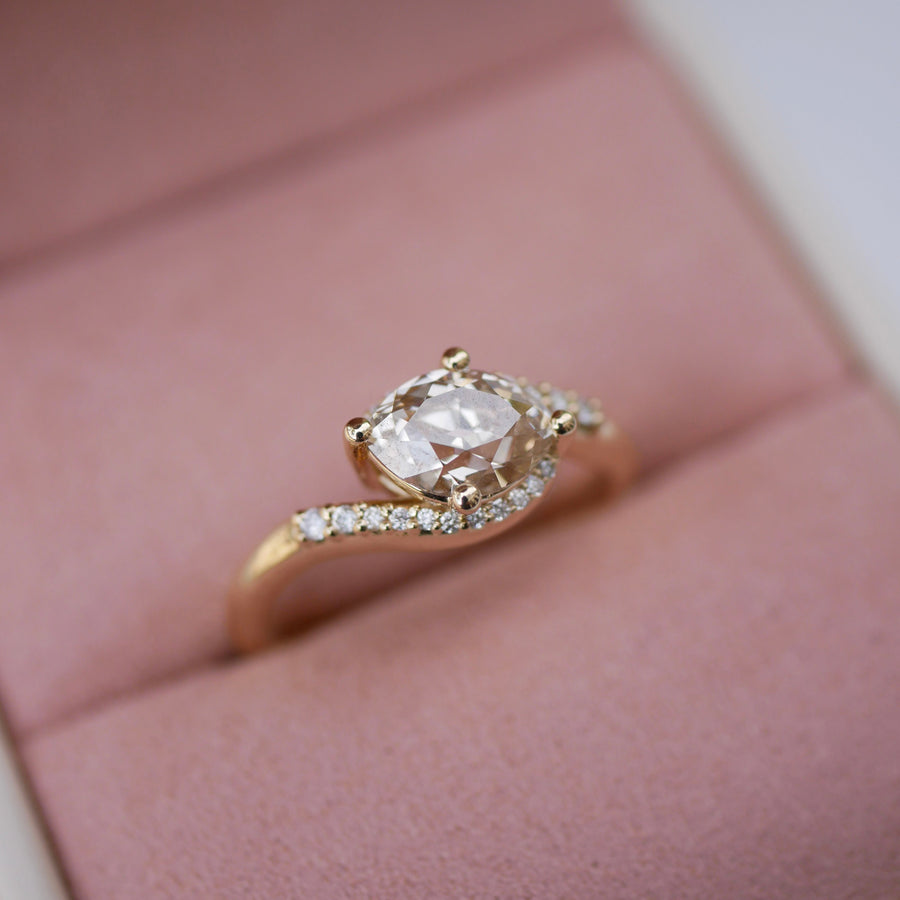 1.12ct Modern Antique Moval Brilliant<br><b> Emily Warden Designs</b> | Moval Pavé Nautilus