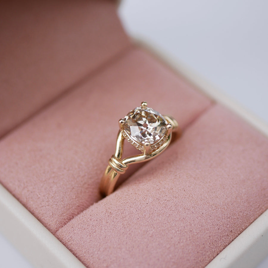2.01ct Modern Antique Old Mine Cut<br><b> Emily Warden Designs</b> | Lover's Knot Ring