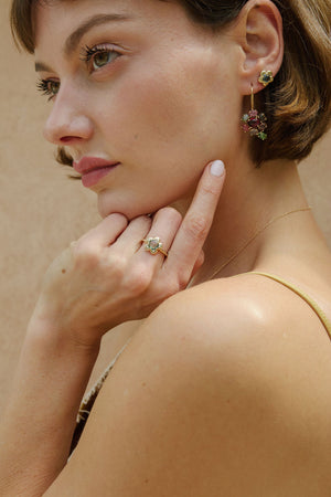 Green Flower Power Ring