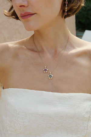 1.48ct Round Brilliant Sapphire <br><b> Emily Warden Designs </b>| Pink Flower Power Pendant