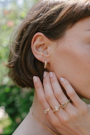 Hexagon Diamond Split Shank Ring