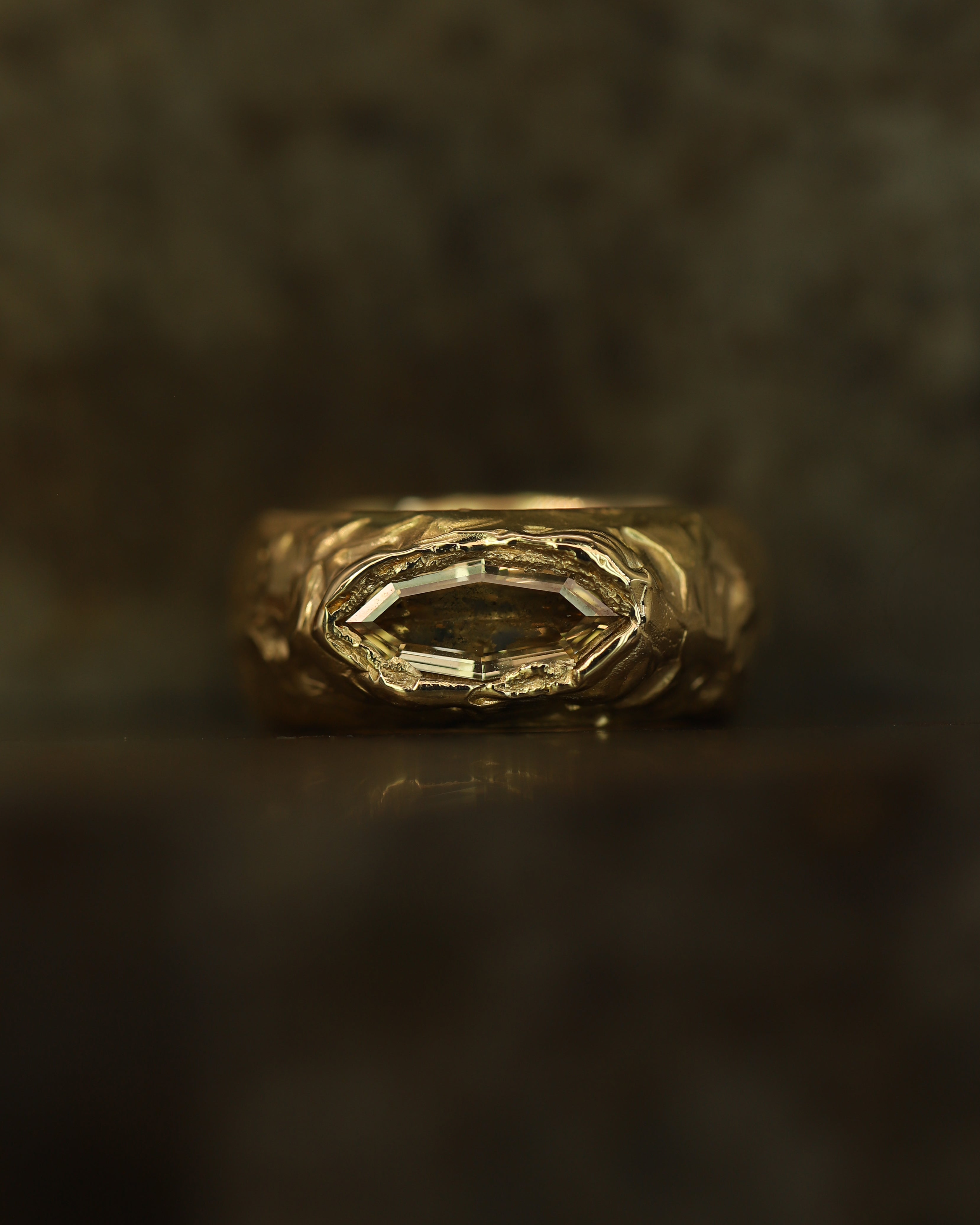 1.00ct GIA VS2 Fancy Yellow-Brown Geo Marquise Step Cut<br><b> Ellis Mhairi Cameron </b>| Seun OOAK Diamond Ring