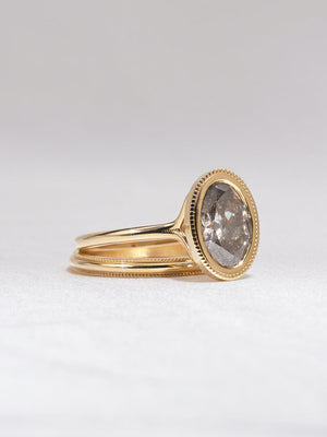 Oval Brilliant Salt & Pepper Diamond Magda Ring