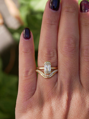 1.71ct Cushion Brilliant <br><b> Emily Warden Designs </b>| Elongated Cushion Partial Bezel Ring