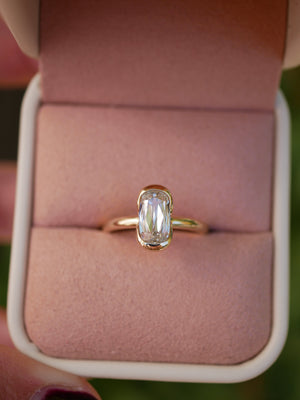 1.71ct Cushion Brilliant <br><b> Emily Warden Designs </b>| Elongated Cushion Partial Bezel Ring