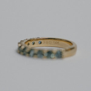 1.42cttw Round Brilliant Sapphires <br><b>Foe & Dear</b> | Leilah Ring with Teal Australian Sapphires