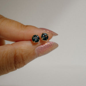 Foe & Dear | Grande Birthstone Stud Earrings - 1.03tcw Teal Round Brilliant-cut Australian Sapphires *ready-to-ship