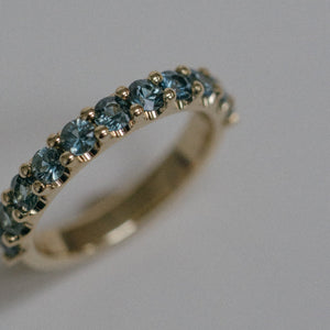 1.42cttw Round Brilliant Sapphires <br><b>Foe & Dear</b> | Leilah Ring with Teal Australian Sapphires
