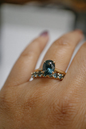 1.42cttw Round Brilliant Sapphires <br><b>Foe & Dear</b> | Leilah Ring with Teal Australian Sapphires