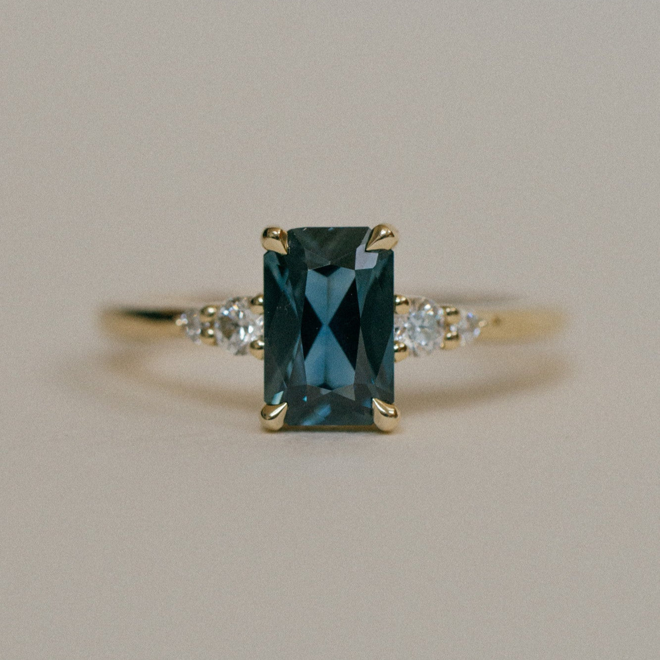 Foe & Dear | Selene Ring - 1.54ct Teal-Green Radiant-cut Sapphire *ready-to-ship