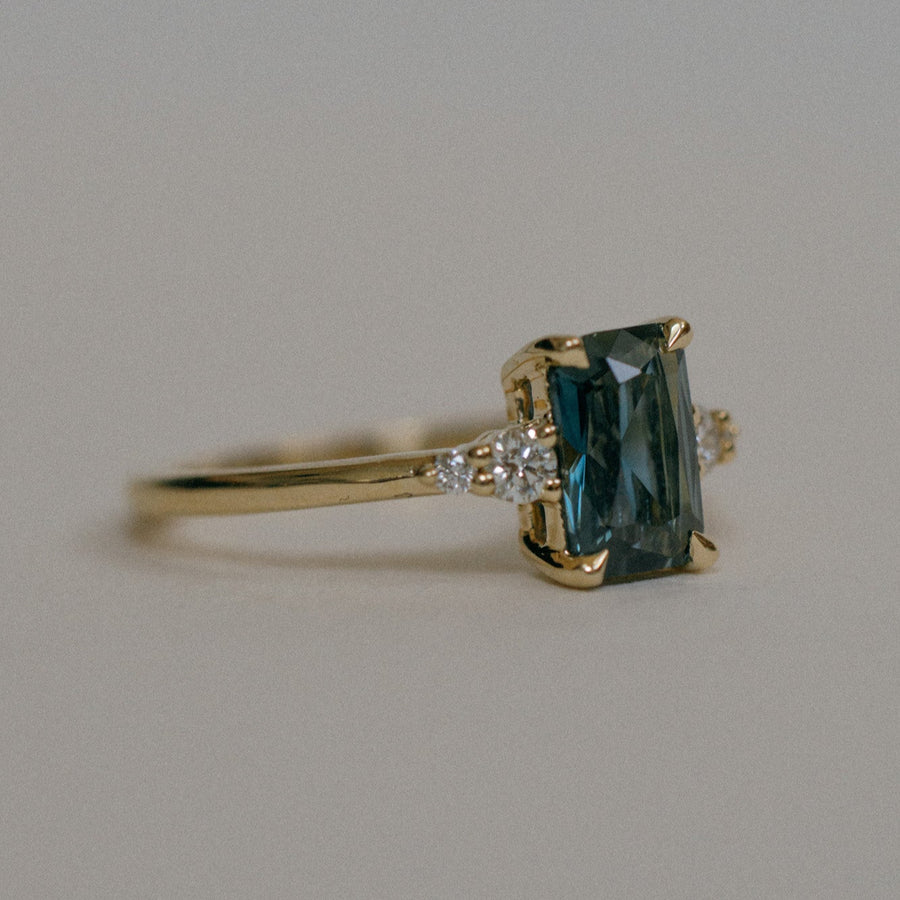 Foe & Dear | Selene Ring - 1.54ct Teal-Green Radiant-cut Sapphire *ready-to-ship