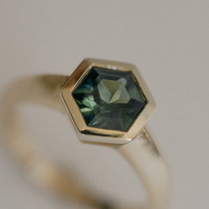 Foe & Dear | Jupiter Ring - 1.58ct Green Hexagon Brilliant-cut Sapphire *ready-to-ship