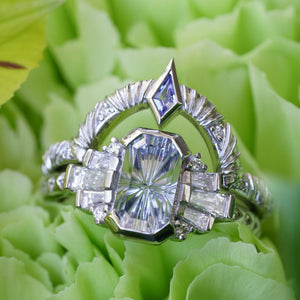 Harlow bridal set with Art Deco engagement and wedding rings