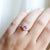 Hexagon Cut Pink Sapphire Ring on hand