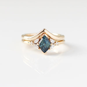 1.25ct Lozenge Step Cut Sapphire <br><b> Yuliya Chorna Jewellery </b>| Folia Teal Sapphire Ring