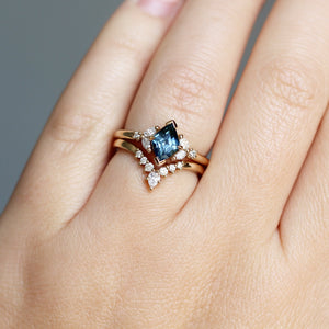 1.25ct Lozenge Step Cut Sapphire <br><b> Yuliya Chorna Jewellery </b>| Folia Teal Sapphire Ring