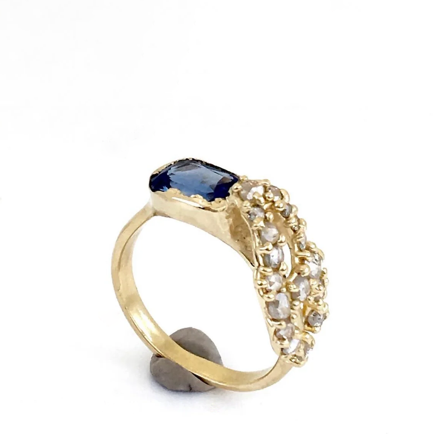 1.63ct Cut Corner Rectangle Step Cut Sapphire <br><b>Atelier Narcé x Misfit x Everywhere Taos </b>| Sapphire and Diamond Ring