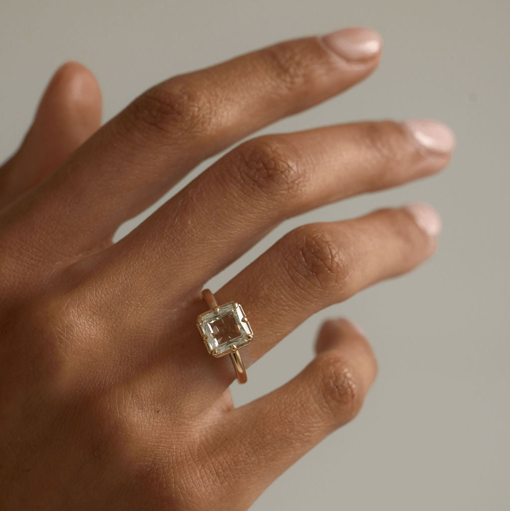 2.21ct Cut Corner Rectangle Rosecut <br><B> June Rings</b> | Mira Ring