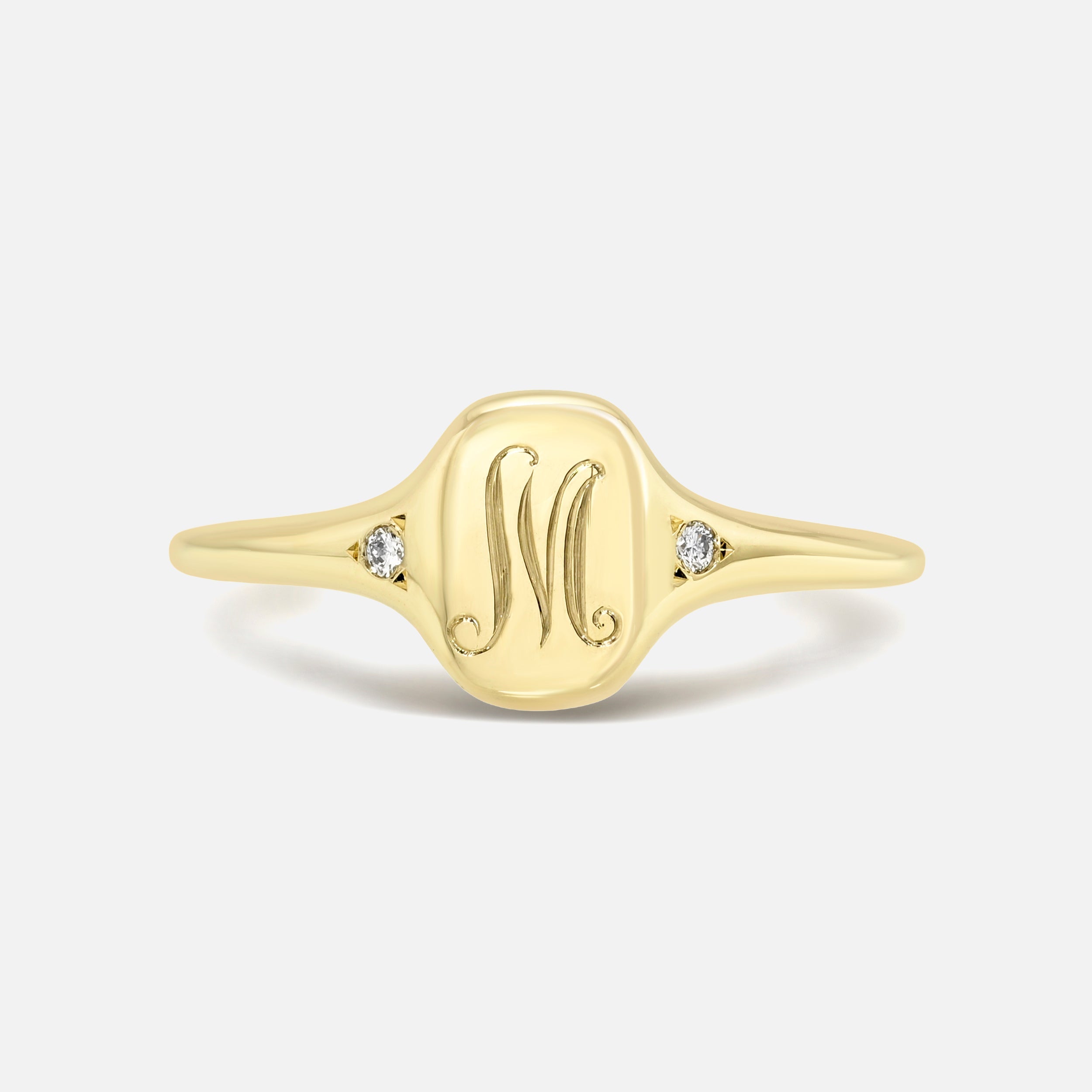 0.02cttw Round Brilliant <br><b> Maggi Simpkins </b>| Initial Skinny Signet Ring