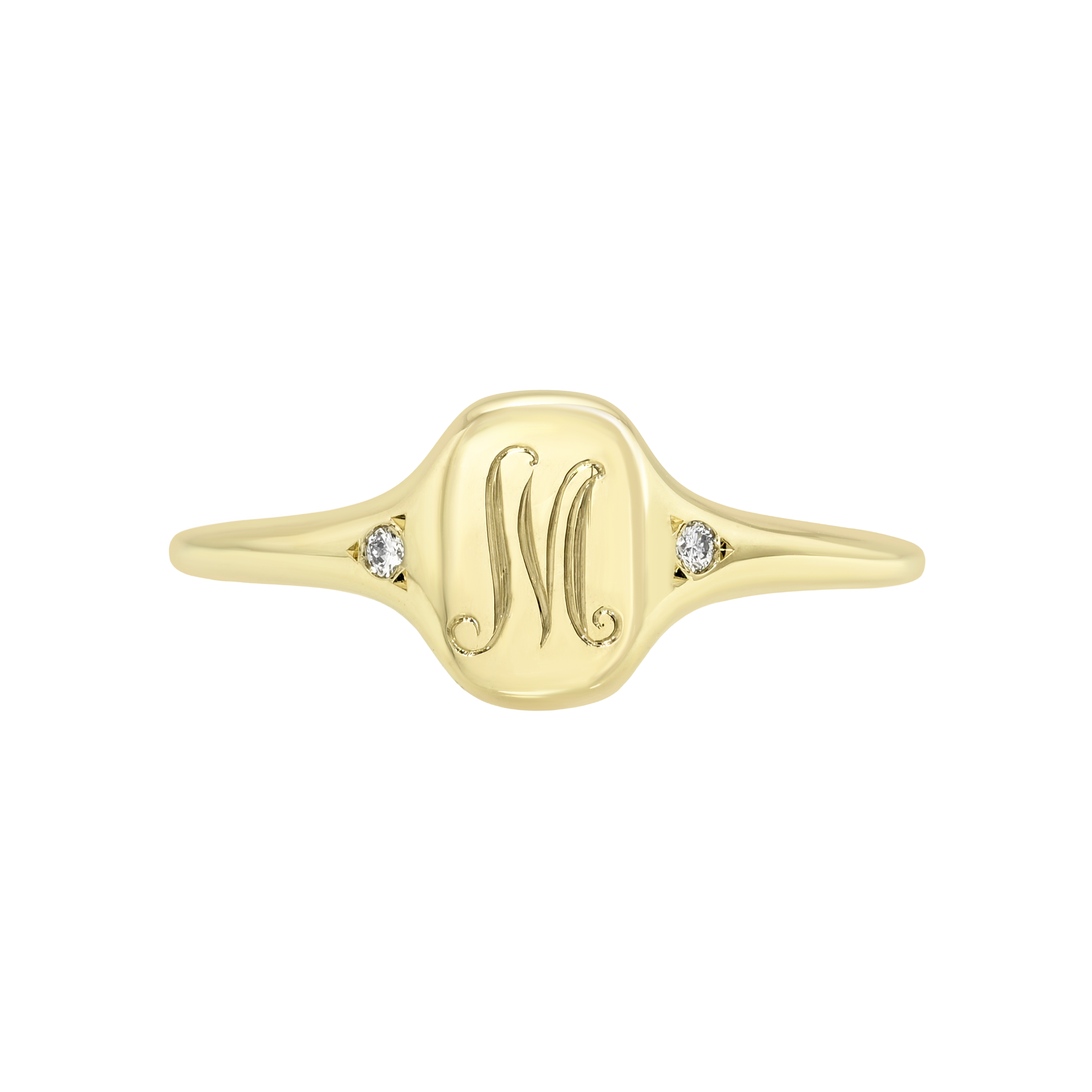 0.02cttw Round Brilliant <br><b> Maggi Simpkins </b>| Initial Skinny Signet Ring