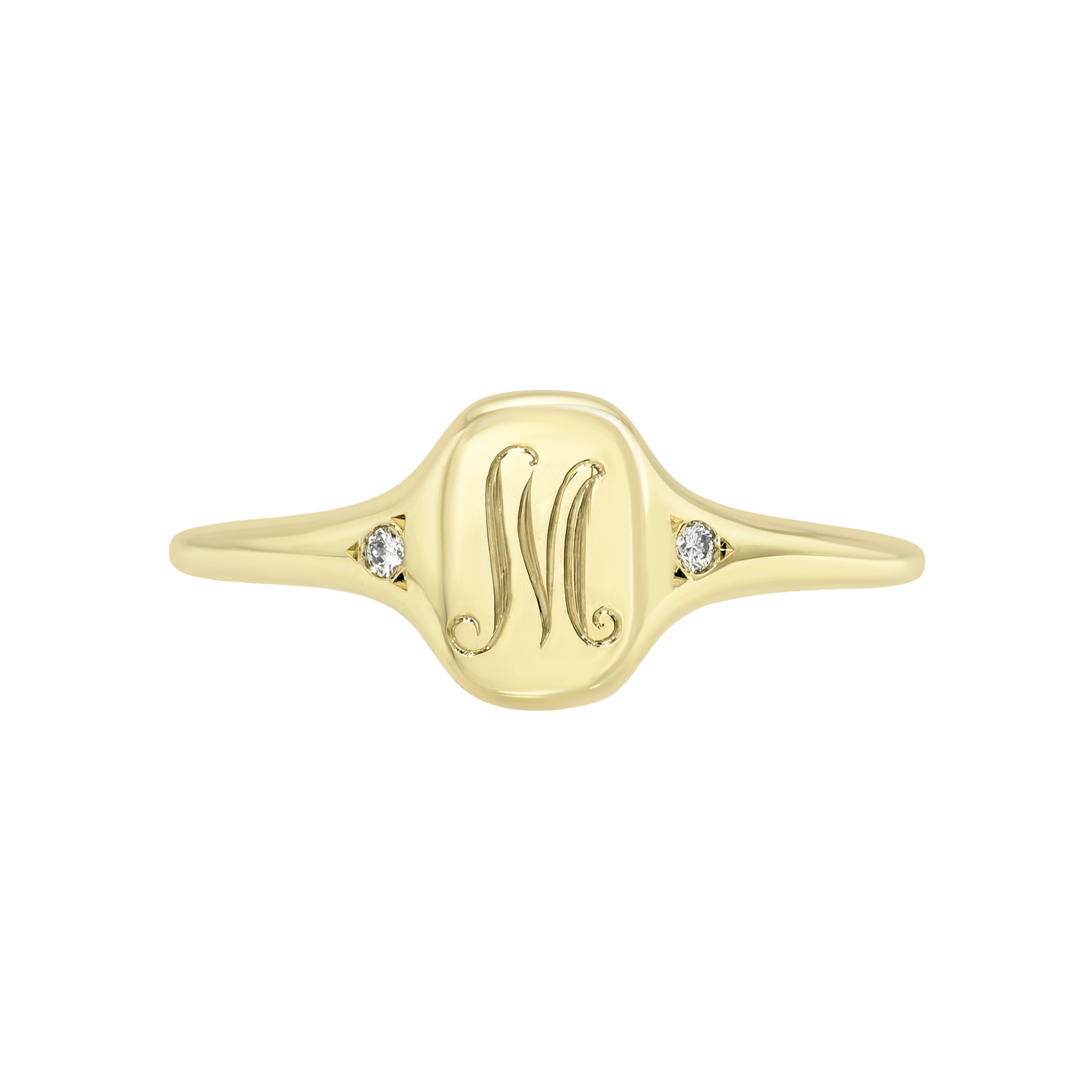 0.02cttw Round Brilliant <br><b> Maggi Simpkins </b>| Initial Skinny Signet Ring