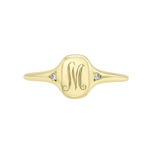 0.02cttw Round Brilliant <br><b> Maggi Simpkins </b>| Initial Skinny Signet Ring