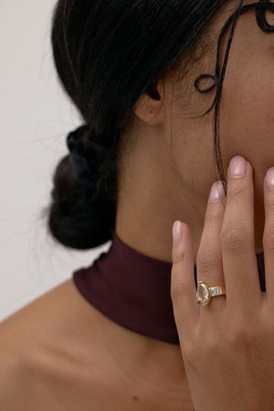 2.01ct Geo Step Cut Oval <br><b>June Rings </b>| Geo Cut Oval with Emerald Accents