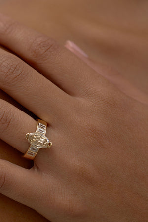2.01ct Geo Step Cut Oval <br><b>June Rings </b>| Geo Cut Oval with Emerald Accents