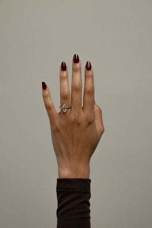 2.05ct Moval Rosecut <br><b>June Rings </b>| Antique Cut Champagne Moval Solitaire