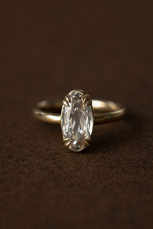 2.05ct Moval Rosecut <br><b>June Rings </b>| Antique Cut Champagne Moval Solitaire