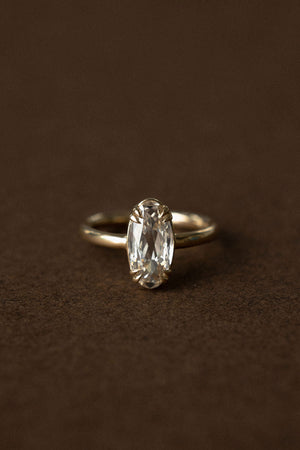 2.05ct Moval Rosecut <br><b>June Rings </b>| Antique Cut Champagne Moval Solitaire