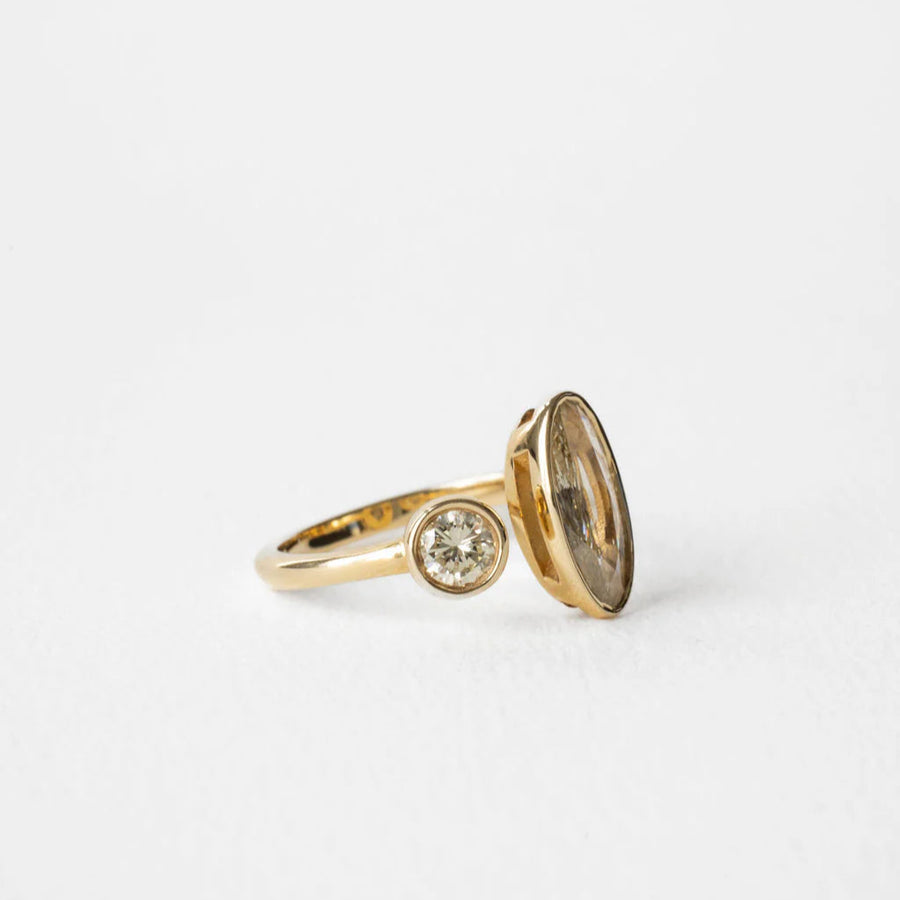 1.00ct Moval Brilliant <br><b>June Rings</b> | Antique Moval & Round Ring