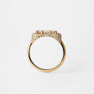 1.65ct Cut Corner Rectangle Portrait Cut <br><b> June Rings</b> | East-West Champagne Portrait