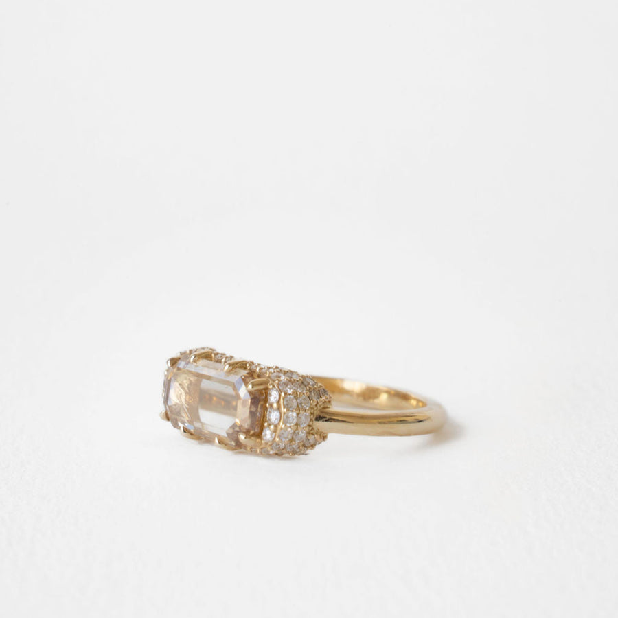 1.65ct Cut Corner Rectangle Portrait Cut <br><b> June Rings</b> | East-West Champagne Portrait
