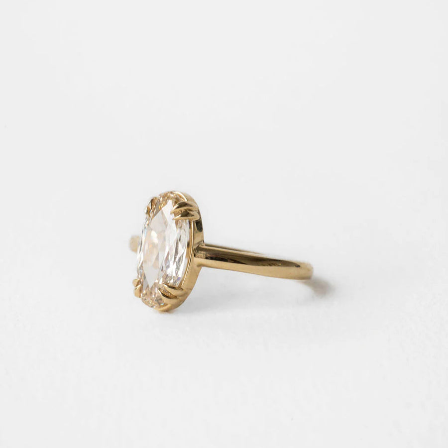 2.05ct Moval Rosecut <br><b>June Rings </b>| Antique Cut Champagne Moval Solitaire