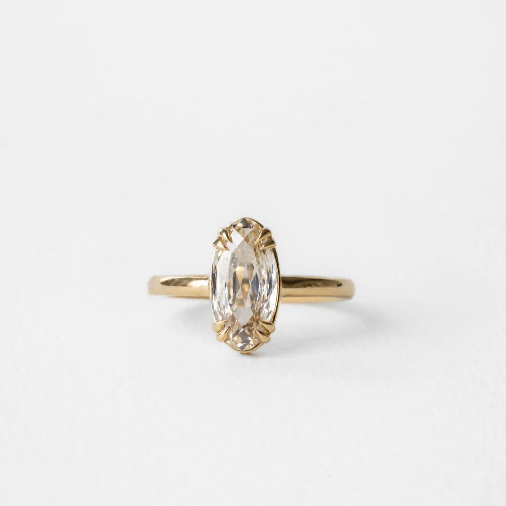 2.05ct Moval Rosecut <br><b>June Rings </b>| Antique Cut Champagne Moval Solitaire